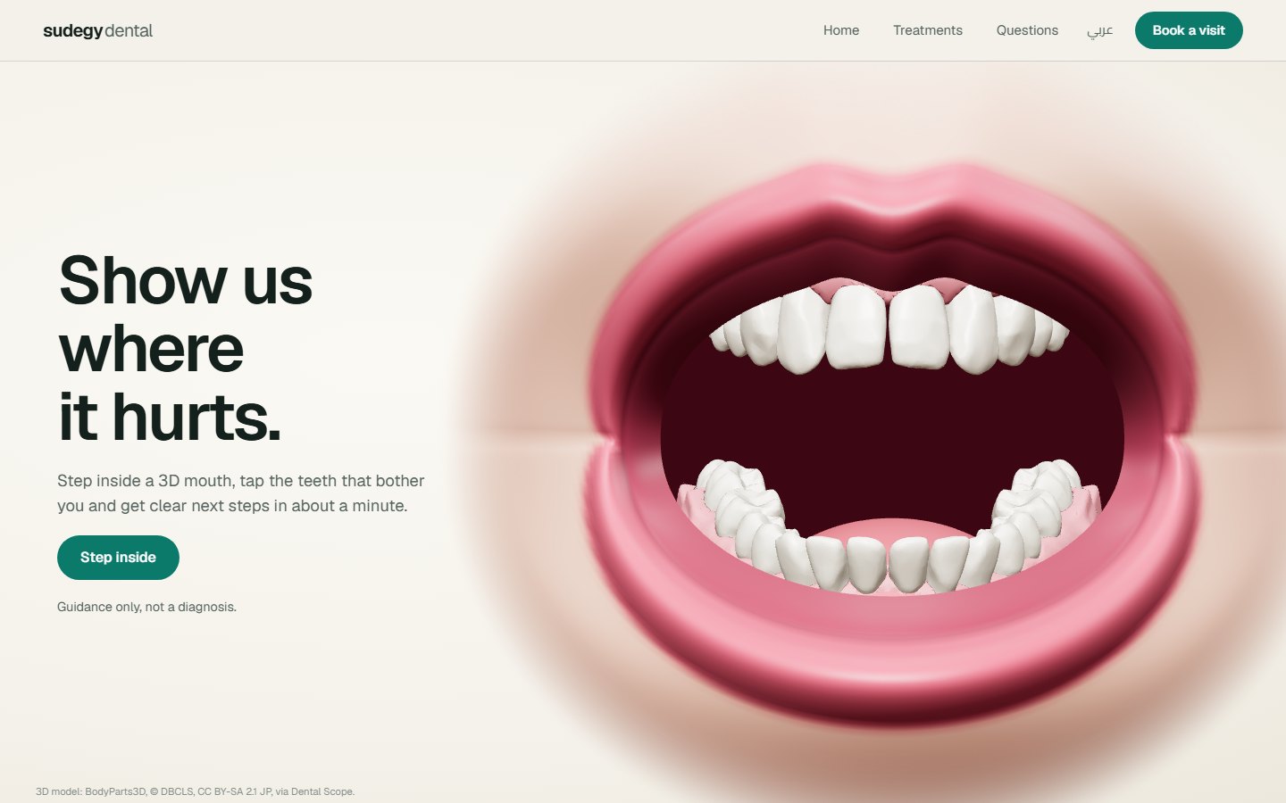 The 3D mouth where patients tap the painful teeth